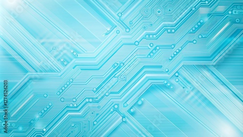 Obraz na płótnie Sky blue electronic circuit board technology innovative background concept w salonie