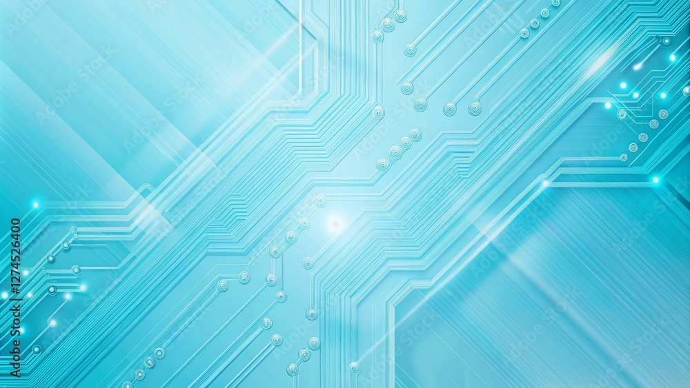 Sky blue electronic circuit board technology innovative background concept