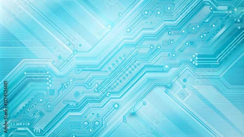 Obraz na płótnie Sky blue electronic circuit board technology innovative background concept w salonie