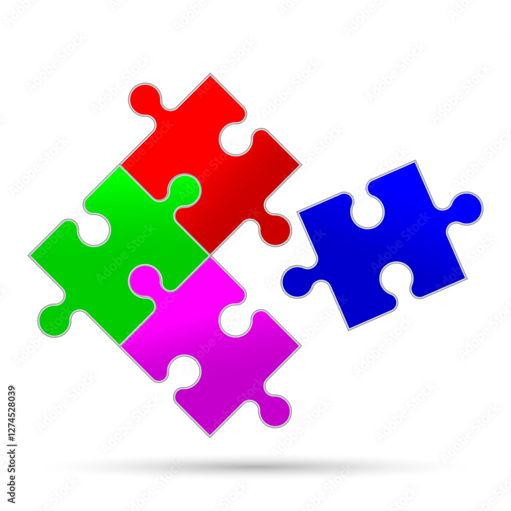 Final piece of the puzzle, expression about completing a task in the workplace or teamwork concept, Bright coloured jigsaw pieces Final piece of the puzzle, expression about completing a task in the workplace or teamwork concept, Bright coloured jigsaw pieces
