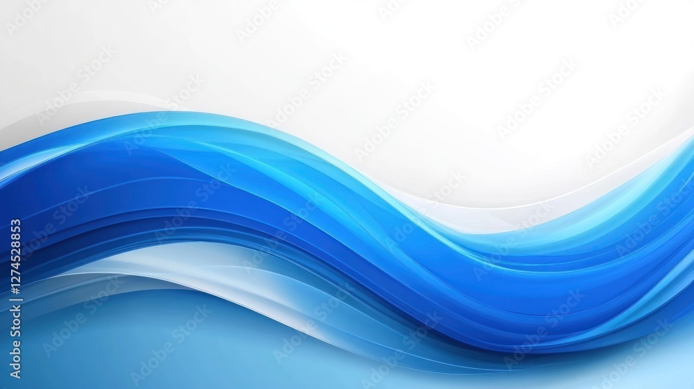 Naklejka premium Smooth blue waves flowing across a white background