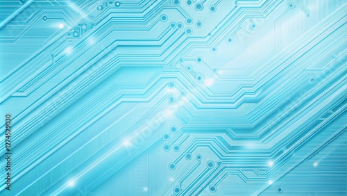 Obraz na płótnie Sky blue electronic circuit board technology innovative background concept w salonie
