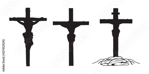 Jesus christ crossjesus christ, cross, black, vector, silhouette, image, good, friday, and Easter, Religion, Symbol, Christianity, elements, Crucifix