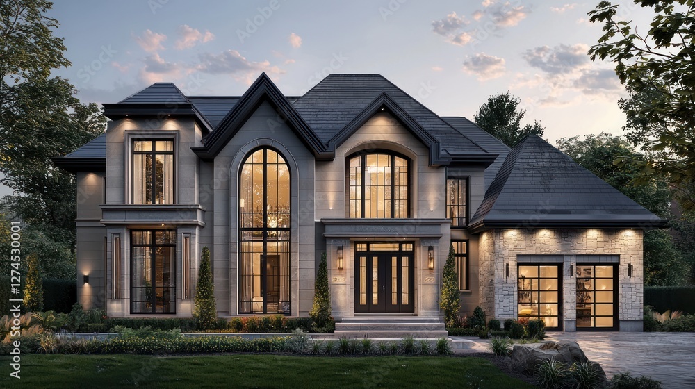 Elegant Modern Home Evening Illumination Design Elegant Modern Home Evening Illumination Design