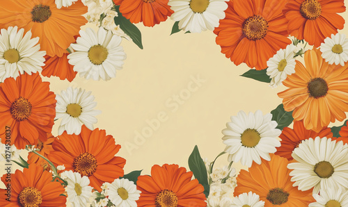 Circular arrangement of warm orange marigolds, creating a radiant floral display, perfect for seasonal decor