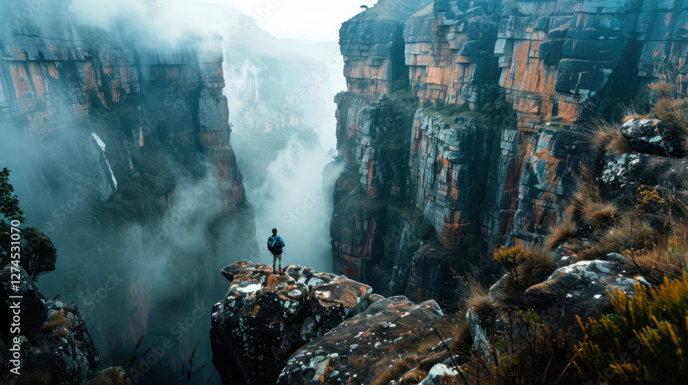 Obraz premium canyon in mountains with fog