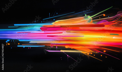 Black backdrop with radiant neon streaks, creating a futuristic, high-tech aesthetic