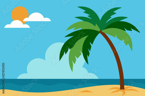 tropical island with palm trees