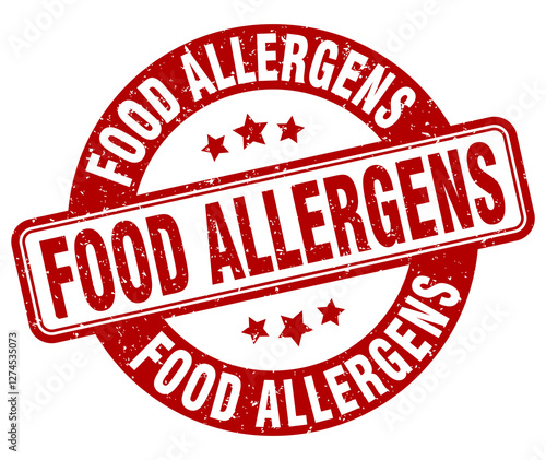 food allergens stamp. food allergens label. round grunge sign