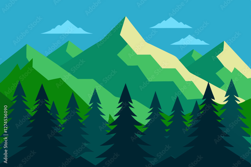 Fototapeta premium vector illustration of a mountain landscape
