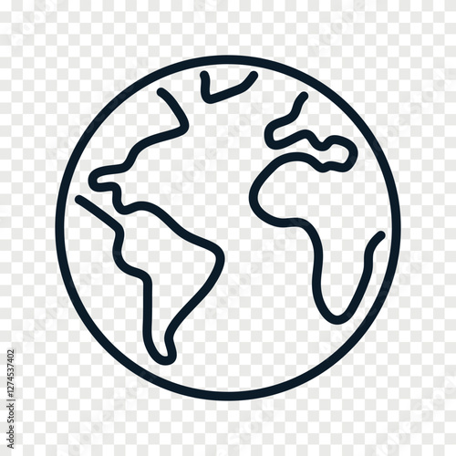 World planet outline icon vector isolate on PNG background
