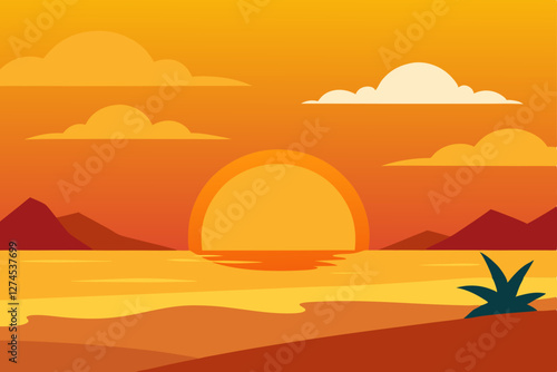 desert landscape with palm trees