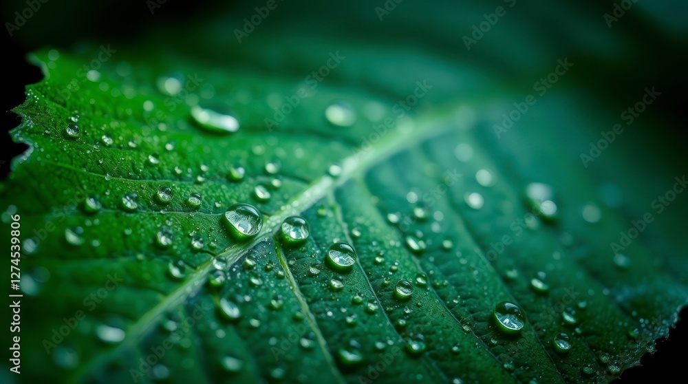 Green Leaf with Water Droplets Macro Photography Green Leaf with Water Droplets Macro Photography