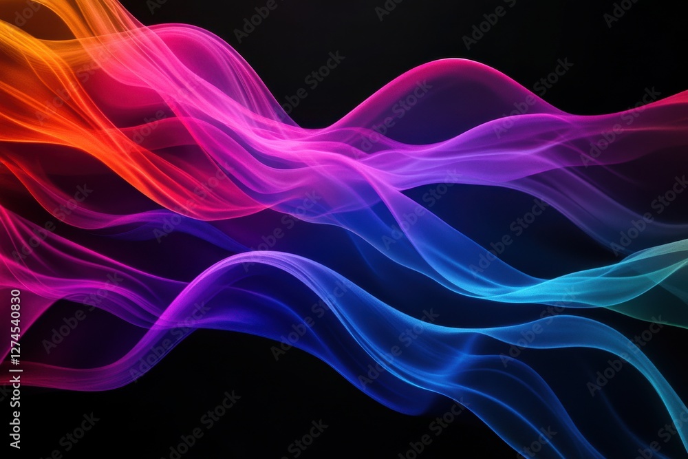 Sound waves in rainbow colors on a black background Sound waves in rainbow colors on a black background