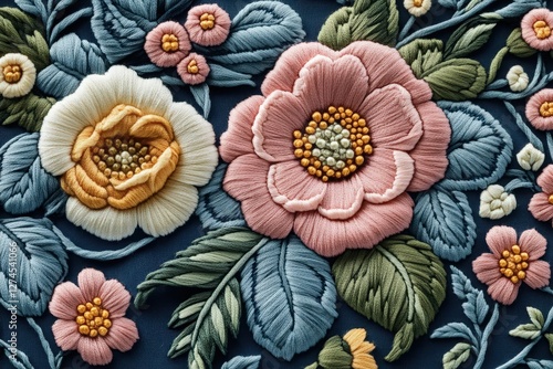 Handcrafted artwork featuring intricate flowers and leaves designs. 