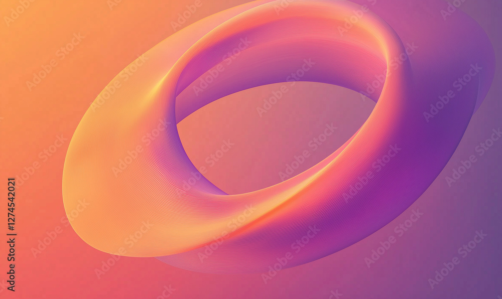 Obraz premium Sunset orange and warm violet spiral with flowing motion, evoking a sense of dynamic energy and beauty