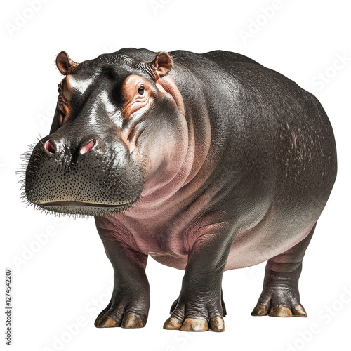 Adult hippopotamus portrait with emphasis on texture and form