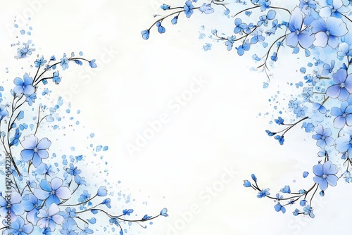 Beautiful spring frame with delicate pink flowers for weddings.