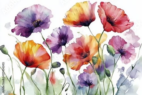 Illustrative Artwork Featuring Colorful Flowers