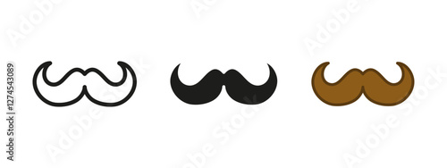 Mustache icon. Facial hair symbol. Grooming vector illustration. Barber sign. Vintage style pictogram. Gentleman fashion concept.