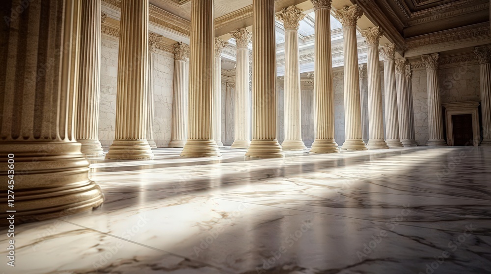 Delicate interplay of light and shadow on marble columns. Delicate interplay of light and shadow on marble columns.