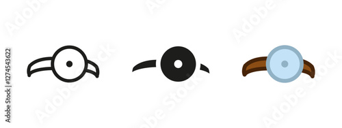 Head mirror icon. Medical examination mirror symbol. Doctors diagnostic tool vector illustration. Healthcare equipment sign. Physician accessory pictogram. Clinical checkup and surgery concept.