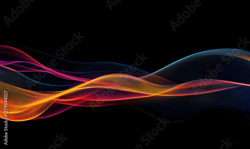 Black Backdrop with Glowing Colorful Trails Creating a Stunning Modern Abstract Visual Impact