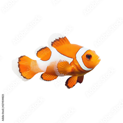 Isolated closeup image of a vibrant clownfish on white