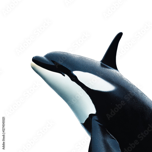 Orca in powerful pose isolated on clean white background