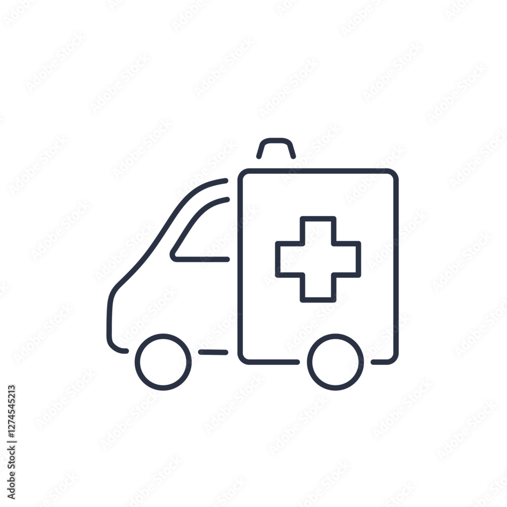 Ambulance icon, outline emergency car editable line stroke Ambulance icon, outline emergency car editable line stroke