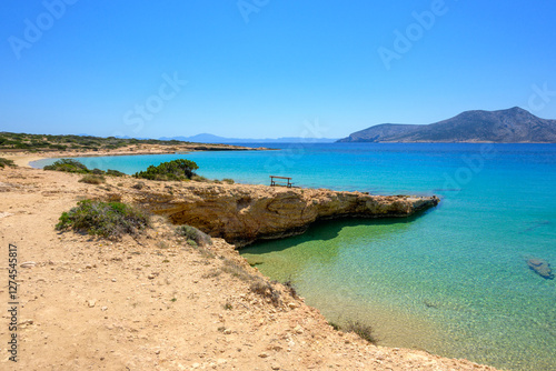 Koufonisia Fanos beach, one of the most popular beaches on the island of Koufonisi island. Small Cyclades, Greece
