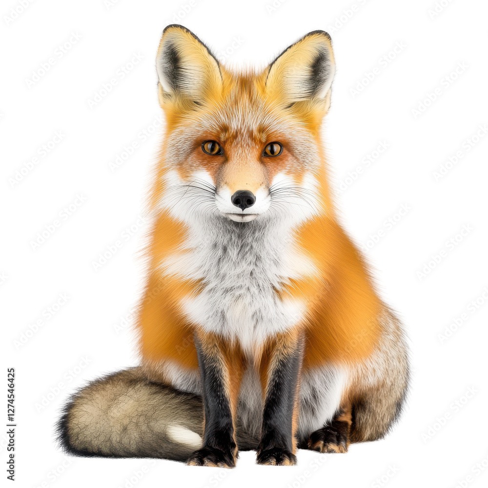 Single adult red fox in clean Transparent backgroundstudio setting Single adult red fox in clean Transparent backgroundstudio setting
