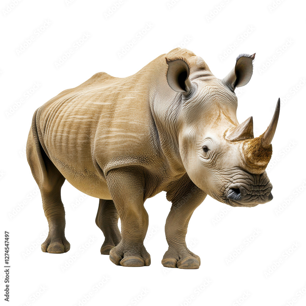 Fototapeta premium Single Transparent backgroundrhinoceros profile on Transparent background with textures