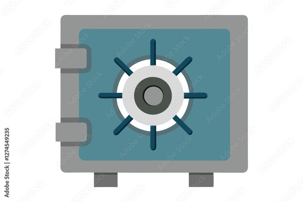 High-Security Steel Safe Vault Illustration with Combination Dial High-Security Steel Safe Vault Illustration with Combination Dial