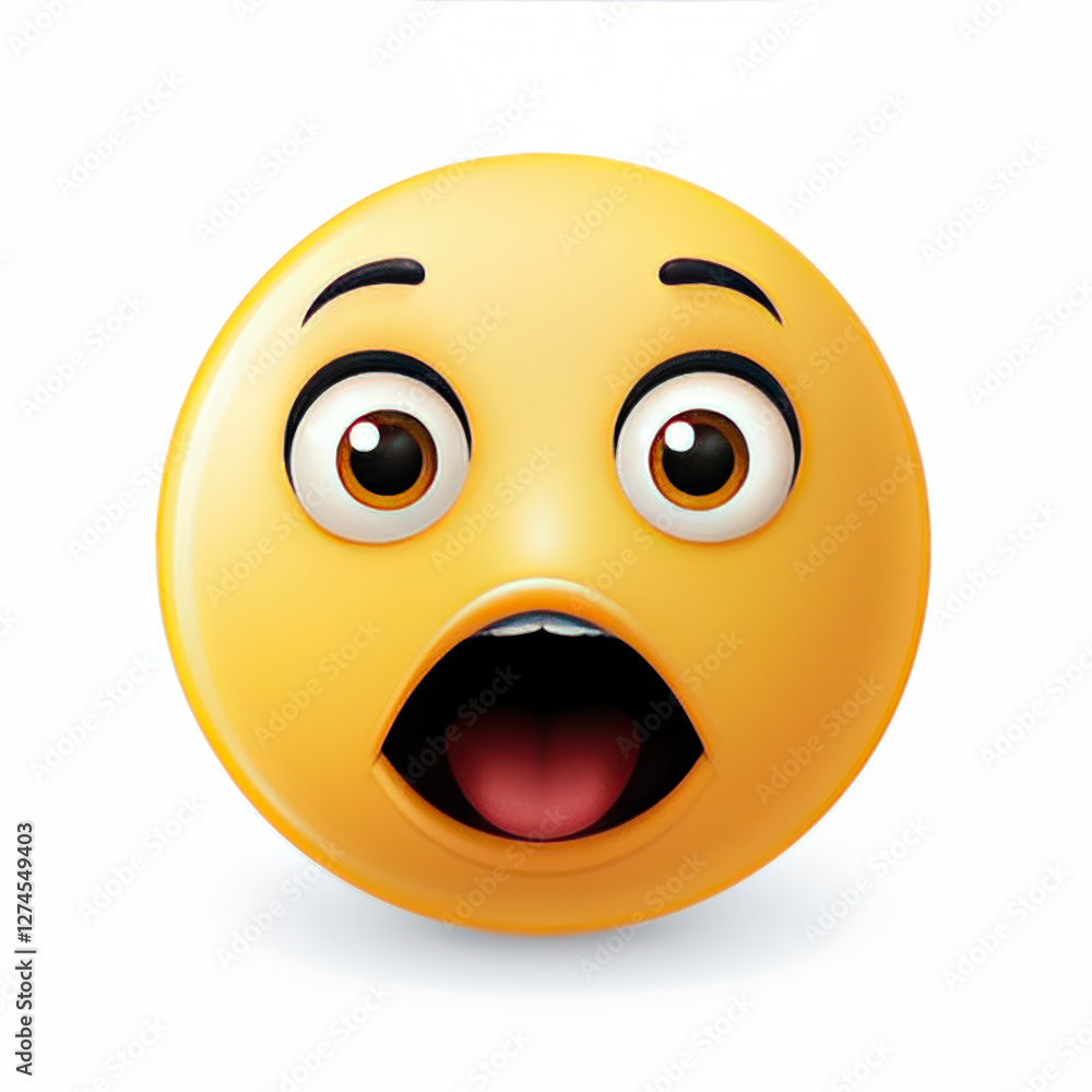 Fototapeta premium Surprised Emoji with Shocked Expression: Vibrant Cartoon Face Icon for Social Media Messages