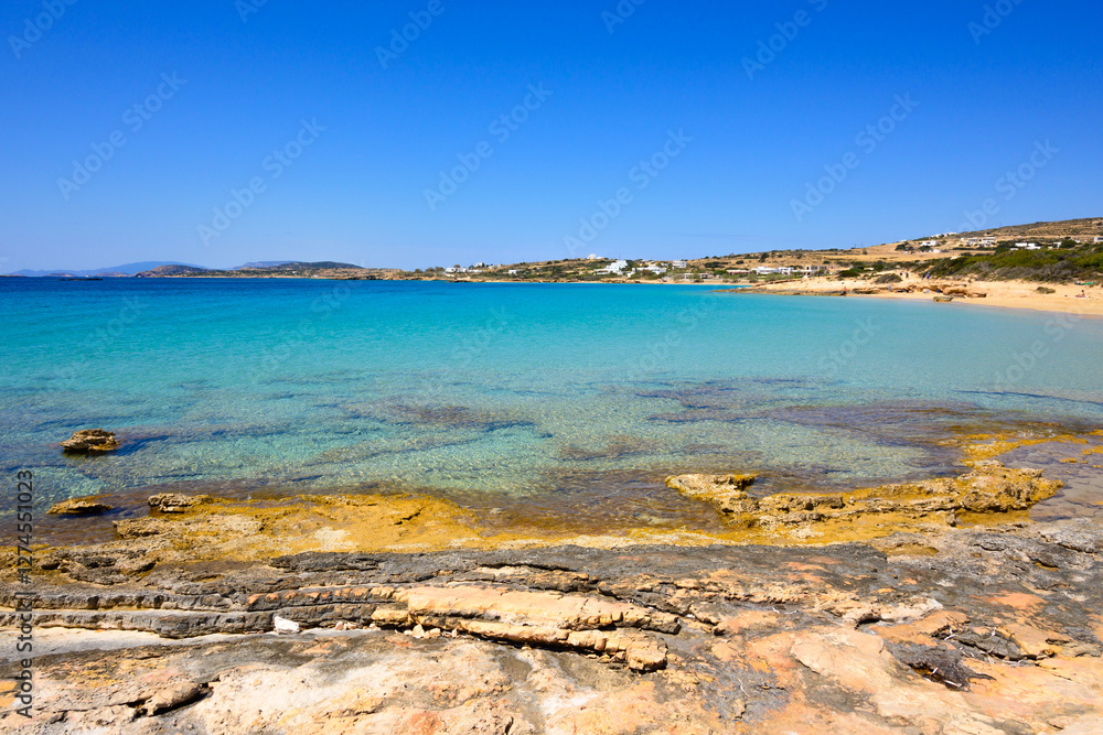 Koufonisia Fanos beach, one of the most popular beaches on the island of Koufonisi island. Small Cyclades, Greece