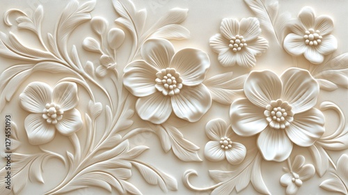 Matte beige and soft gold floral relief, adding a touch of understated yet refined elegance.