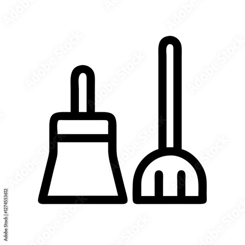 Broom and dustpan icon, cleaning tools for tidy spaces concept