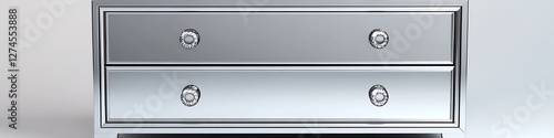 Chic silver storage cabinet with three drawers, isolated on a clean white background