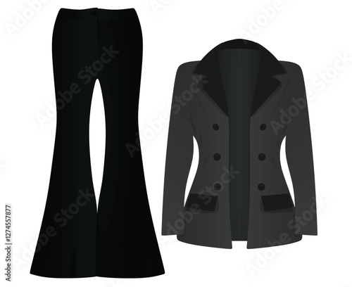 Black  woman suit and trousers. vector illustration