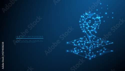 Elegant Abstract Ramadan Background with Blue Geometric Patterns, Crescent Moon, and Shining Stars – Futuristic Digital Islamic Vector Illustration for Eid Celebration, Midnight Sky, and Spiritual Fes