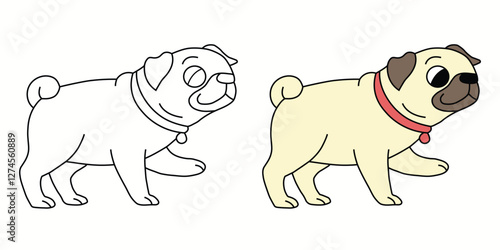 Pug Spaniel vector and icons. Black flat color simple, elegant Pug animal vector and illustration.