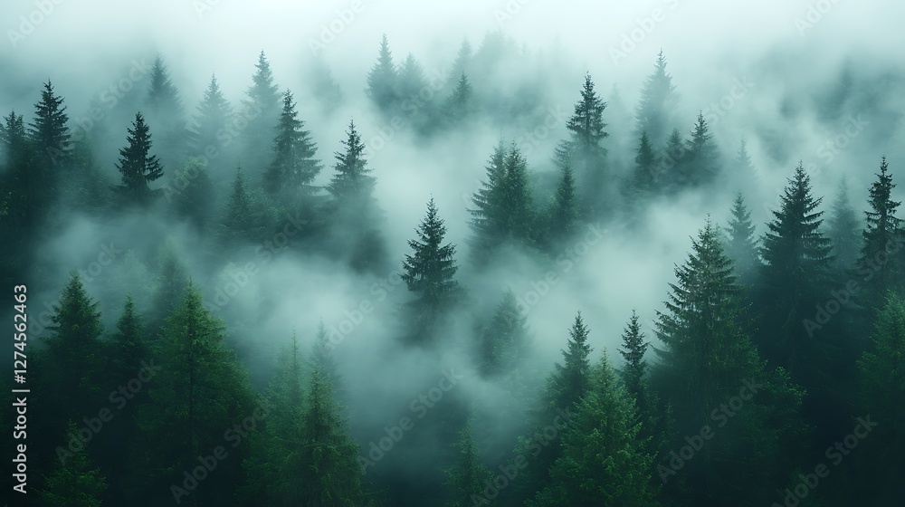 Misty forest with mountain peaks beyond high resolution hd background Misty forest with mountain peaks beyond high resolution hd background