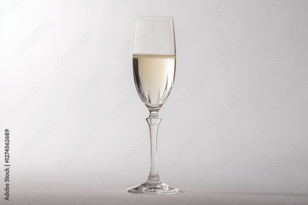Elegant sparkling wine glass filled with bubbly drink against a minimalist background isolated on transparent background Elegant sparkling wine glass filled with bubbly drink against a minimalist background isolated on transparent background