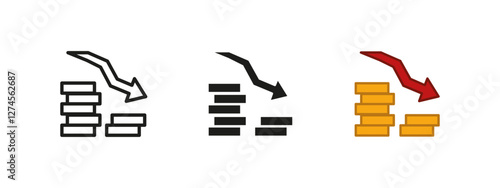 Loss icon. Financial decline and economic downfall symbol. Business recession vector illustration. Market downturn and stock crisis sign. Investment failure and monetary reduction concept.