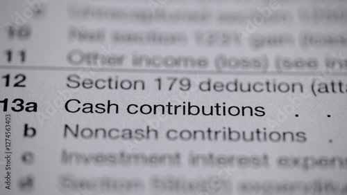 Photos Tax form close-up showcasing donation sections
