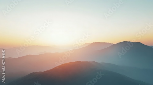 Wallpaper Mural Serene Sunset Over Hazy Mountain Ranges Torontodigital.ca
