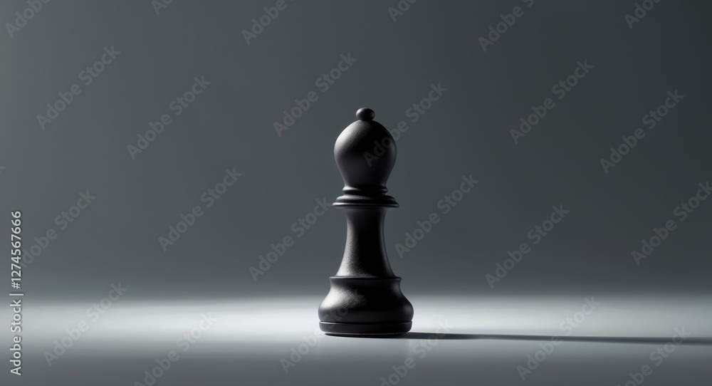 Black chess pawn positioned on a dark surface with intriguing lighting effects Black chess pawn positioned on a dark surface with intriguing lighting effects