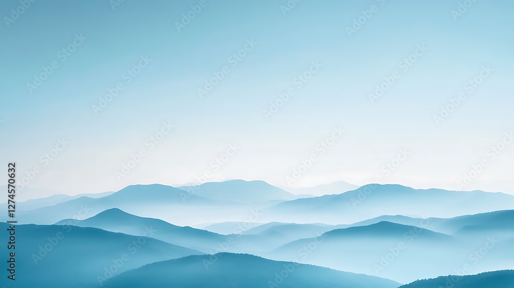 Fototapeta premium Serene Blue Mountains Misty Landscape Scene
