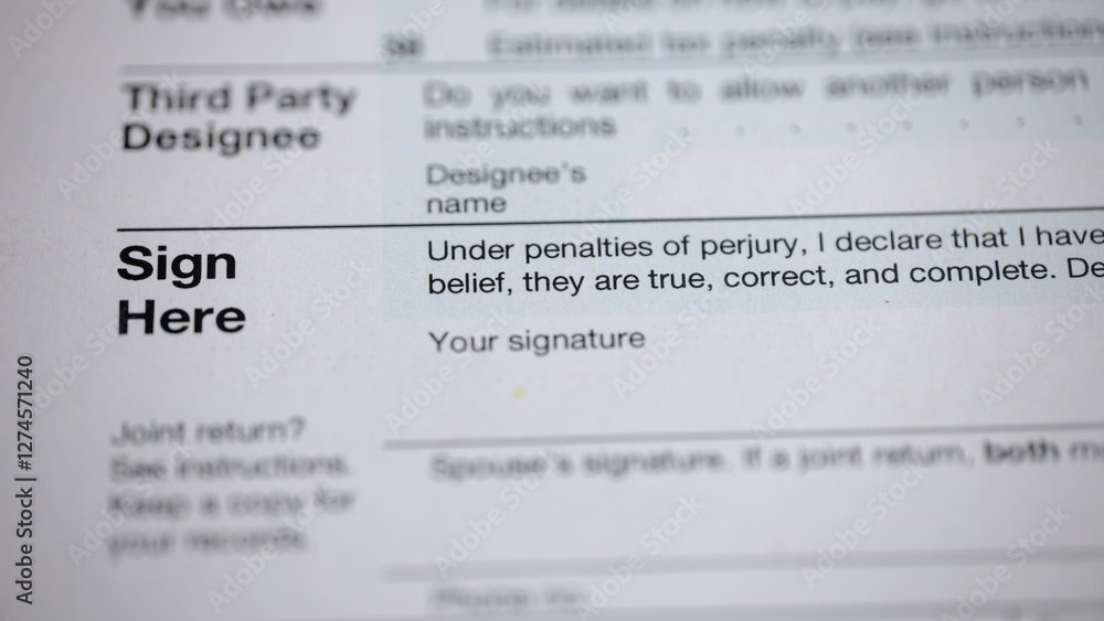 Sign here, declaration under penalties of perjury, I declare that I have examined this return and to the best of my belief, they are true, correct, and complete.